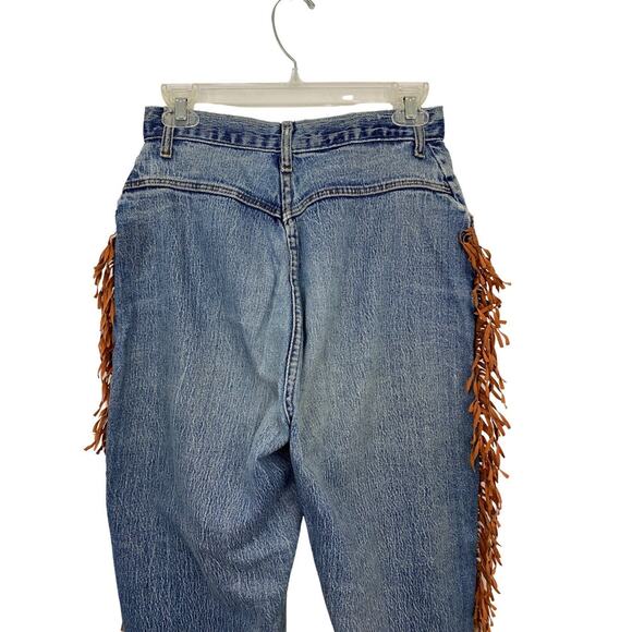 Vintage Distressed Fringe Trim Blue Jeans Tapered Leg AS IS  / Women’s Medium - Picture 8 of 9